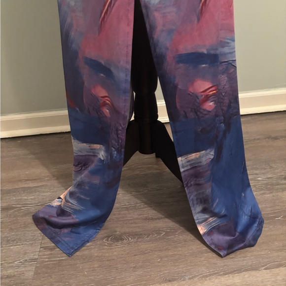 Abstract Blue purple and Pink Long Sleeve body com Dress small - Picture 4 of 6